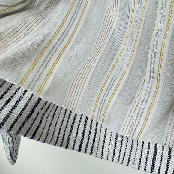 Anthropologie cartonier blue pin striped linen button front blazer 4 - Picture 7 of 12